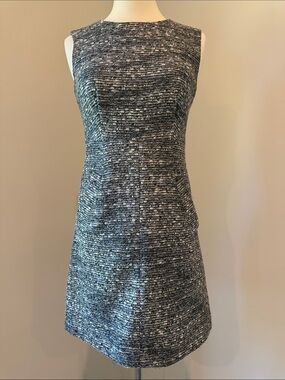 Diane von Furstenberg Carpreena Metallic Tweed Shift Dress Gray Silver